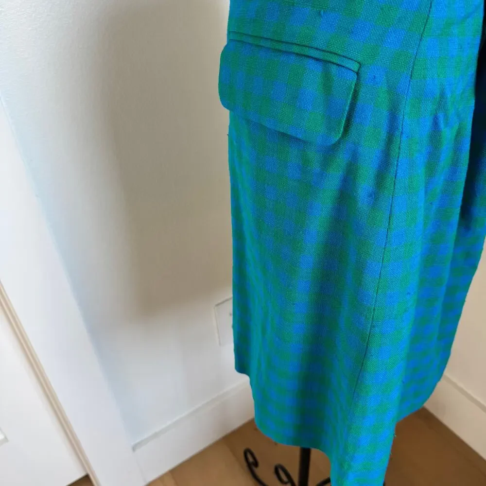 J.CREW Parke Colorful Gingham Plaid Deep Blues Preppy A-Line Mini Skirt NEW- 8
